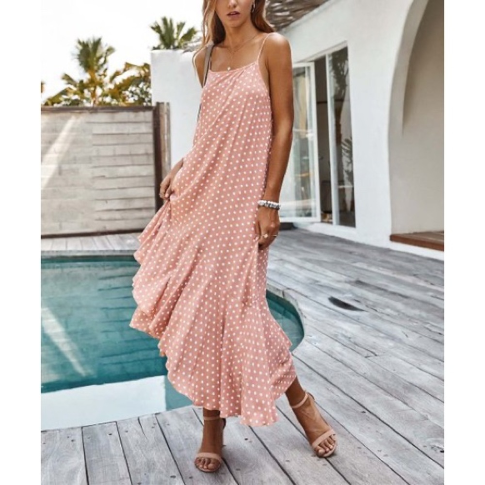 NWT Pink Dot Ruffle-Hem Dress, Sz. M - Picture 2 of 5